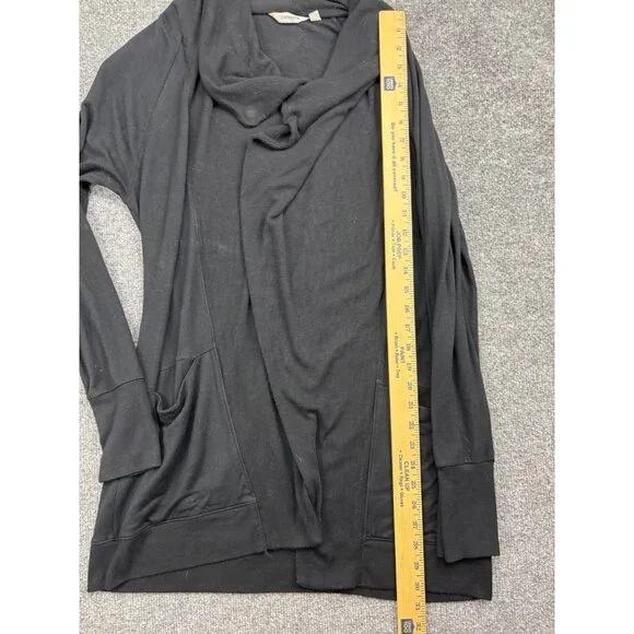 Athleta Cardigan Sweater Women's Medium Black Open Front Pockets Stretch Knit - Picture 4 of 7